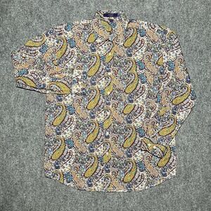 Alan Flusser Colorful Paisley Button Down Shirt L/S Pocket Mens Size Medium
